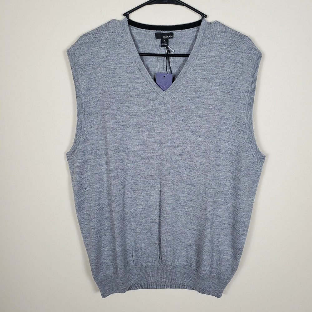 oobe heather gray NWT v neck sweater vest merino wool mens M Medium MSRP $90